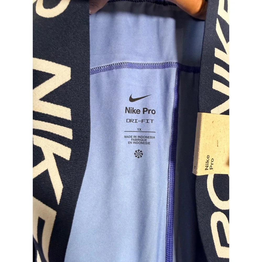 Nike Pro Dri-FIT Womens 1X Purple Abstract Glitch Print Training Legging‎